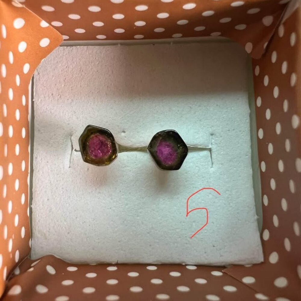Watermelon tourmaline silver earrings